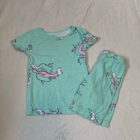 5/$25 Carter's short sleeve shorts two piece mermaid pajamas jammies pjs - Picture 1 of 6